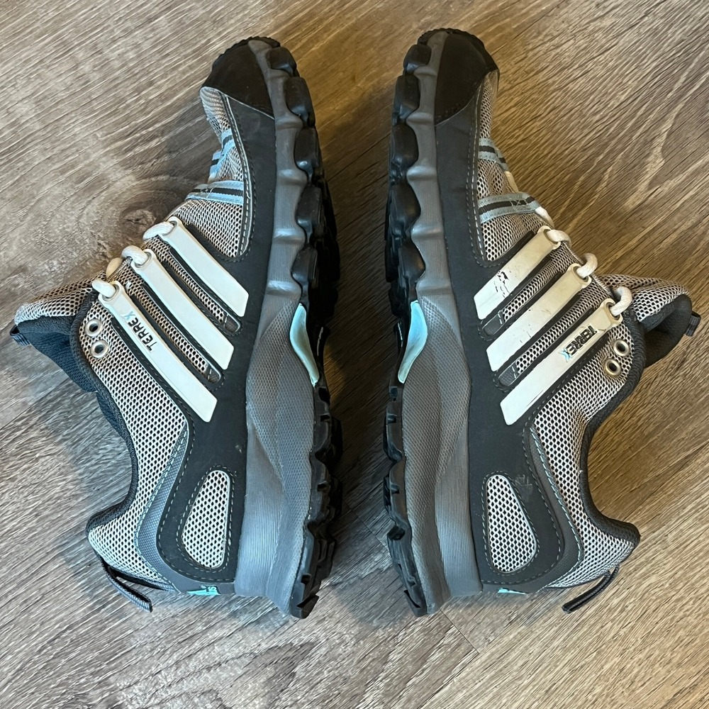 Adidas Terrex Trail Running Shoes Grey‎ Blue Womens 7.5 Hiking Sneakers 362777